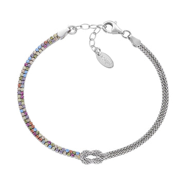Bracciale Amen argento nodo dell’amore e zirconi multicolor Regolabile 16-19 cm