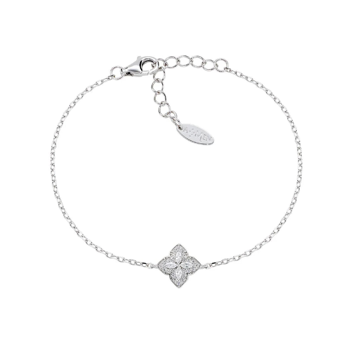 Bracciale catena Amen in argento con zirconi bianchi 19 cm