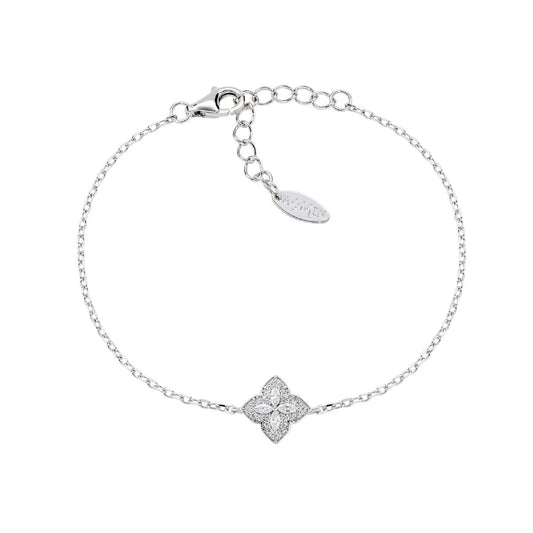 Bracciale catena Amen in argento con zirconi bianchi 19 cm