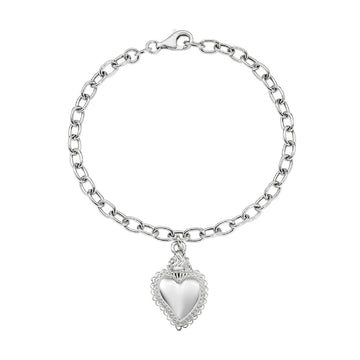 Bracciale catena Amen in argento 925 con pendente cuore 19 cm