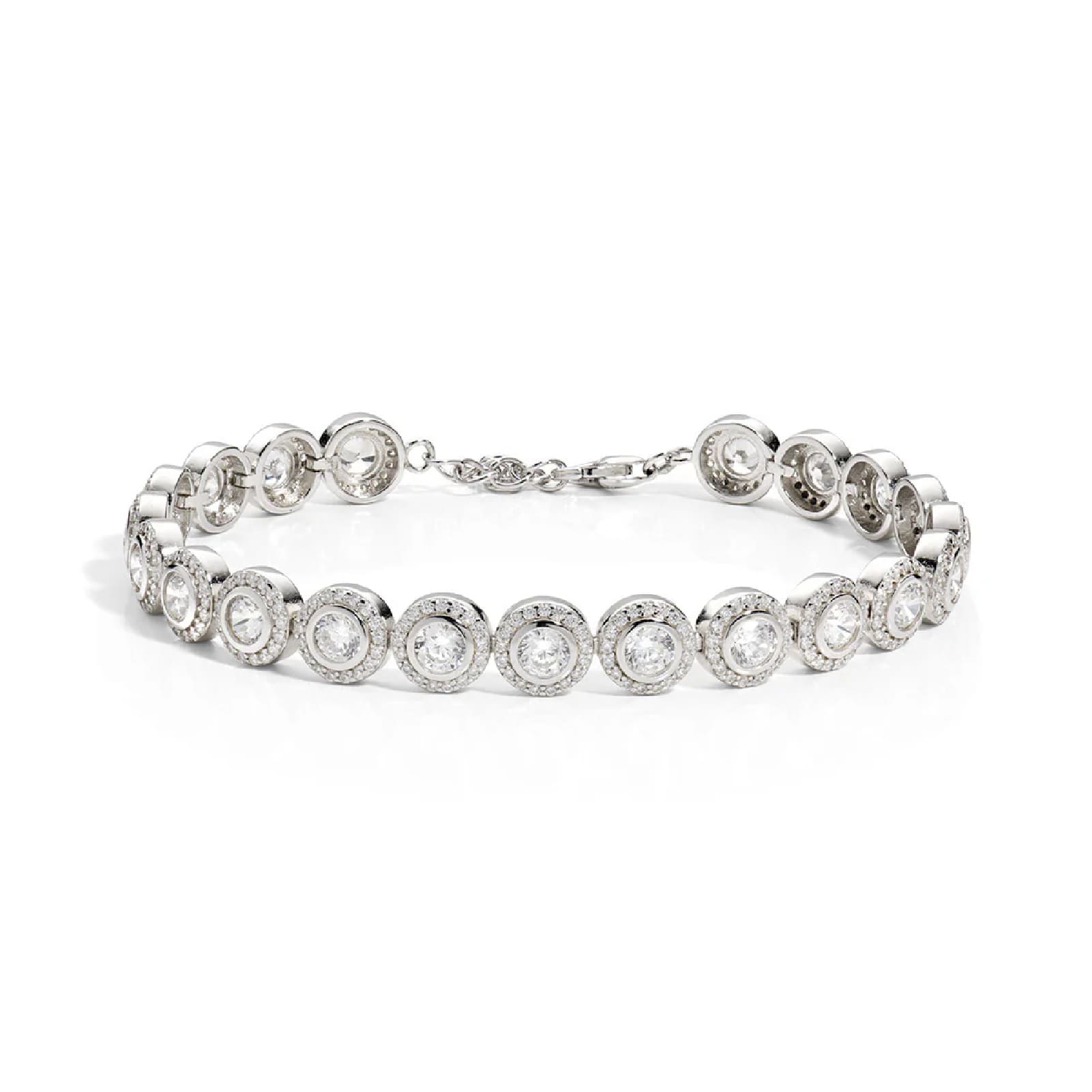 Bracciale tennis Amen in argento con zirconi taglio round Regolabile 16-19 cm