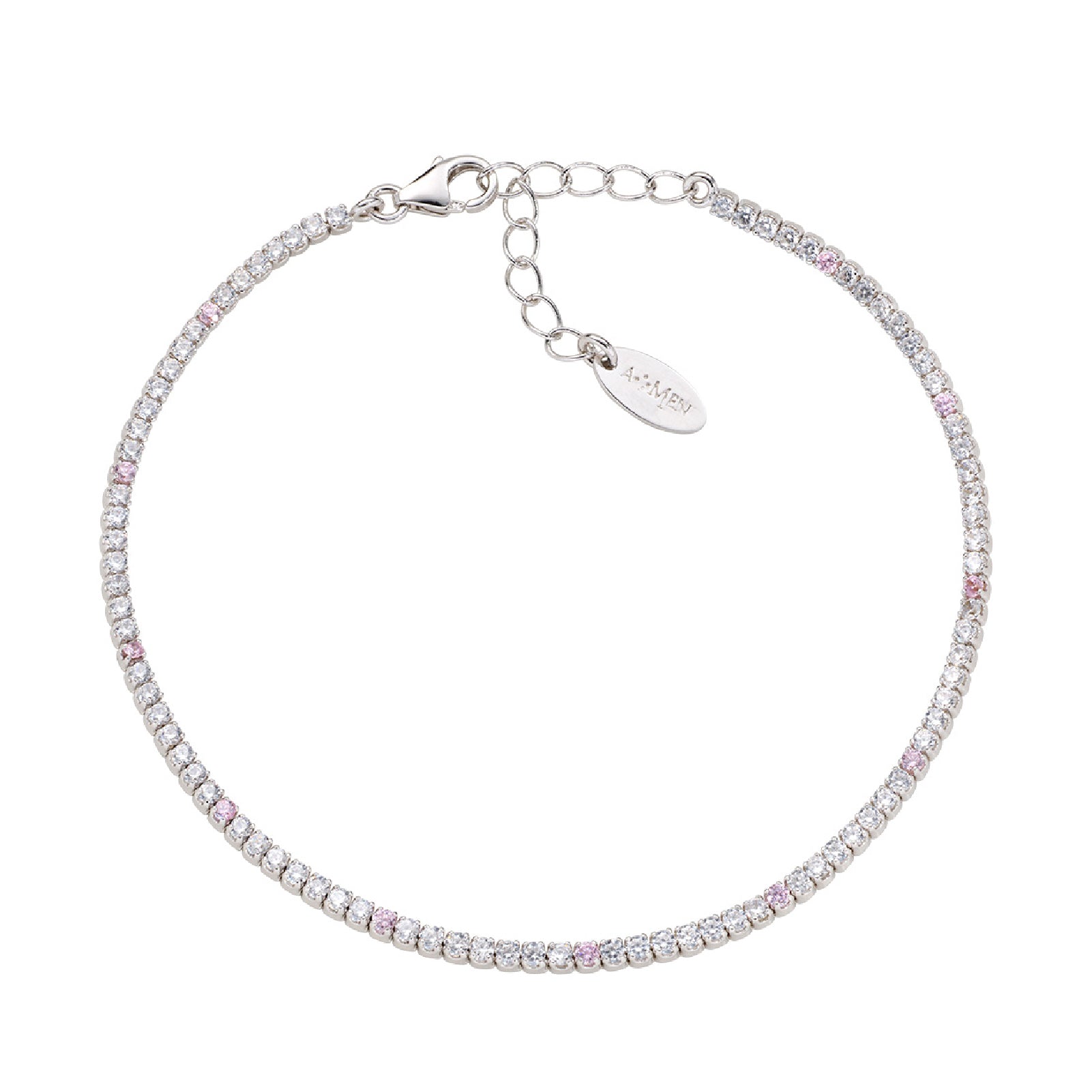 Bracciale Amen Tennis Mania in Argento 925 con zirconi bianchi rosa A.BT1B7BRO17