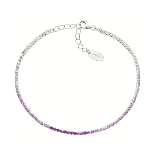 Bracciale Amen Tennis Mania in argento con zirconi degradé fucsia Regolabile 17-20 cm