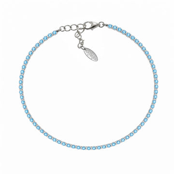 Bracciale tennis Amen in argento con zirconi azzurri donna 19 cm