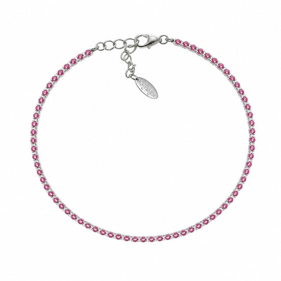 Bracciale tennis Amen in argento con zirconi fucsia da donna 19 cm