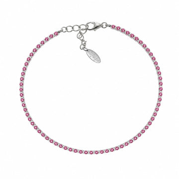 Bracciale tennis Amen in argento con zirconi fucsia da donna 19 cm