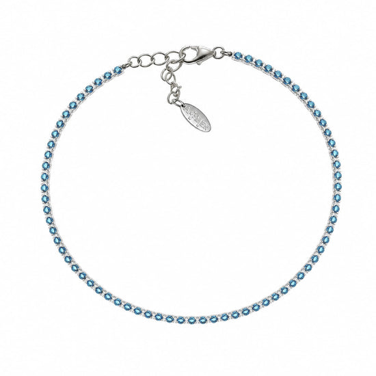 Bracciale tennis Amen in argento con zirconi blu da donna 19 cm