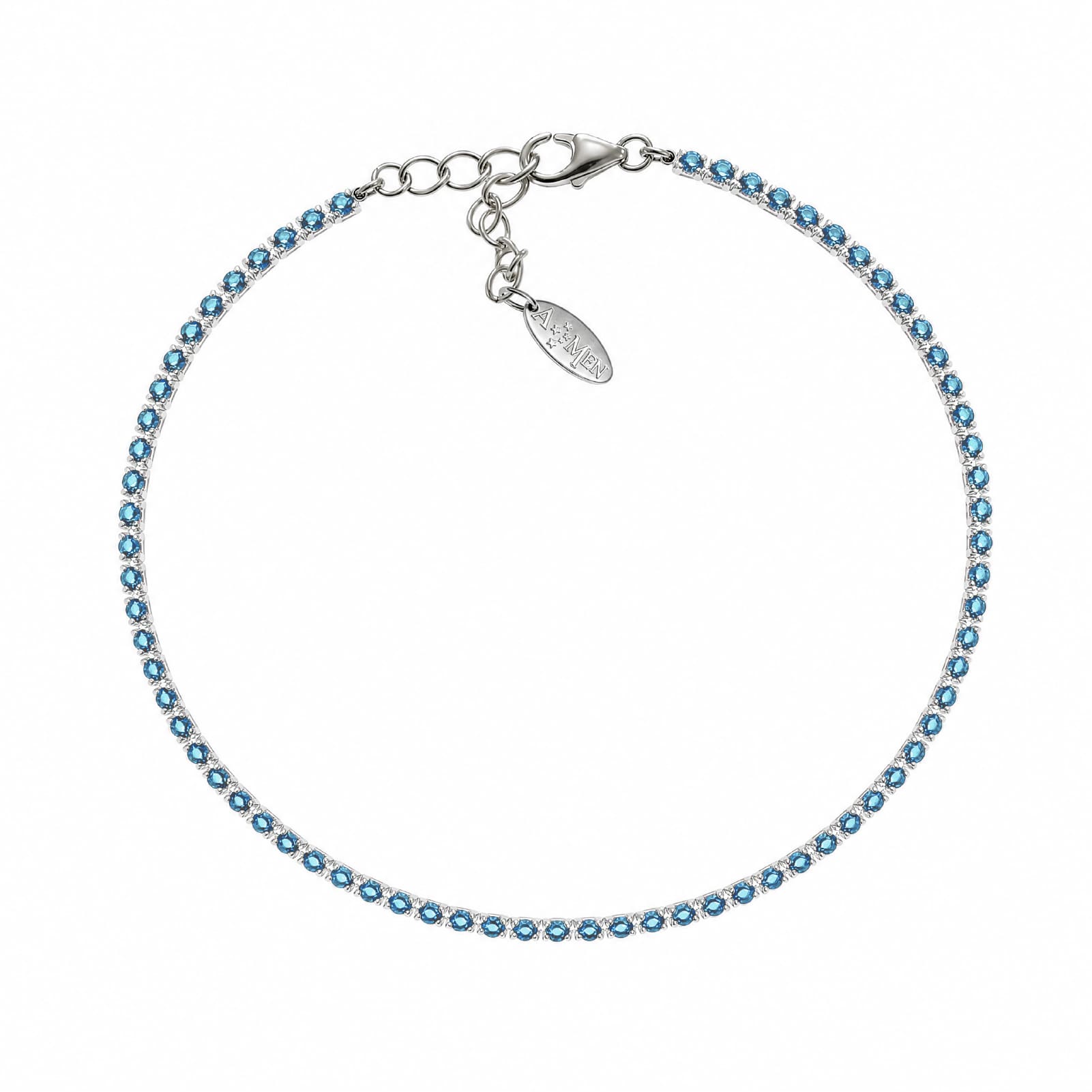 Bracciale tennis Amen in argento con zirconi blu da donna 19 cm
