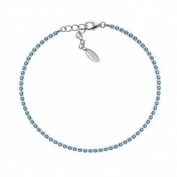 Bracciale tennis Amen in argento con zirconi blu da donna 19 cm