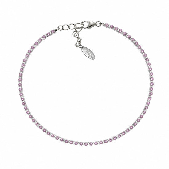 Bracciale tennis Amen in argento con zirconi rosa da donna 19 cm