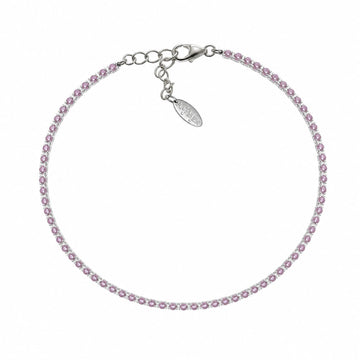 Bracciale tennis Amen in argento con zirconi rosa da donna 19 cm