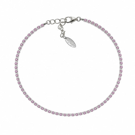 Bracciale tennis Amen in argento con zirconi rosa da donna 19 cm