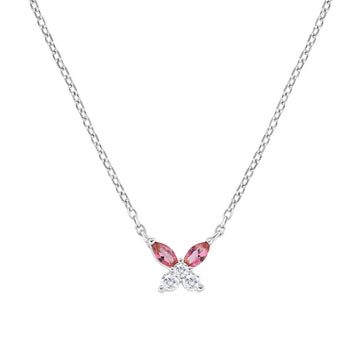 Collana Amen in argento rodiato charm farfalla zirconi rossi MISURA UNICA