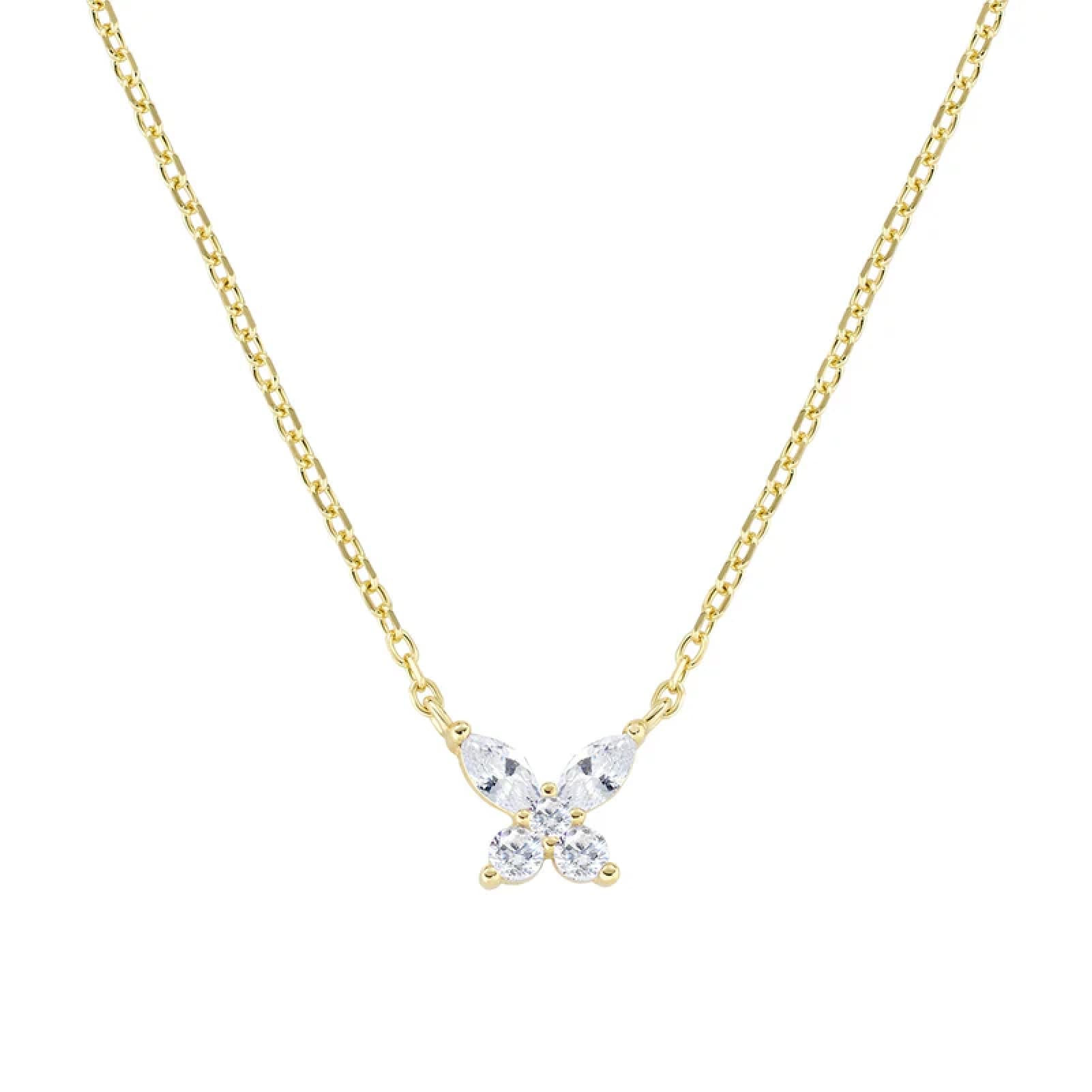 Collana girocollo Amen in argento dorato con farfalla zirconi MISURA UNICA