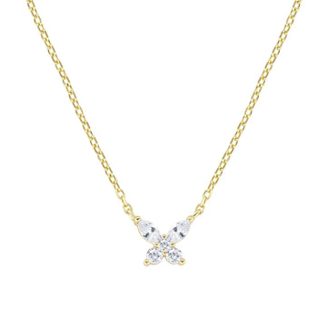 Collana girocollo Amen in argento dorato con farfalla zirconi MISURA UNICA