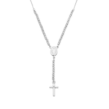 Collana rosario Amen in argento e sfere diamantate da donna MISURA UNICA