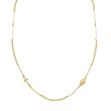 Collana rosario Amen argento dorato e sfere diamantate donna MISURA UNICA