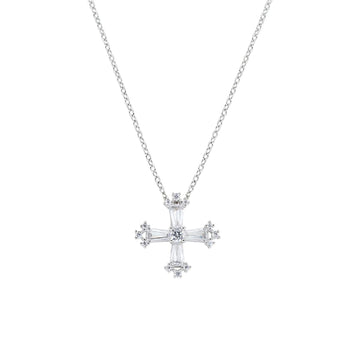 Collana Amen in argento pendente croce quadrata e zirconi MISURA UNICA