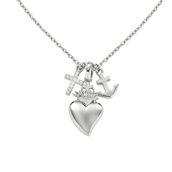 Collana Amen in argento con ciondoli fede, speranza e carità MISURA UNICA