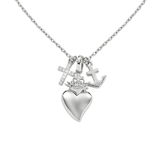 Collana Amen in argento con ciondoli fede, speranza e carità MISURA UNICA