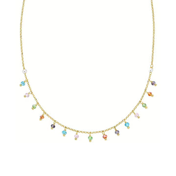 Collana Amen in argento con perle e cristalli multicolor MISURA UNICA