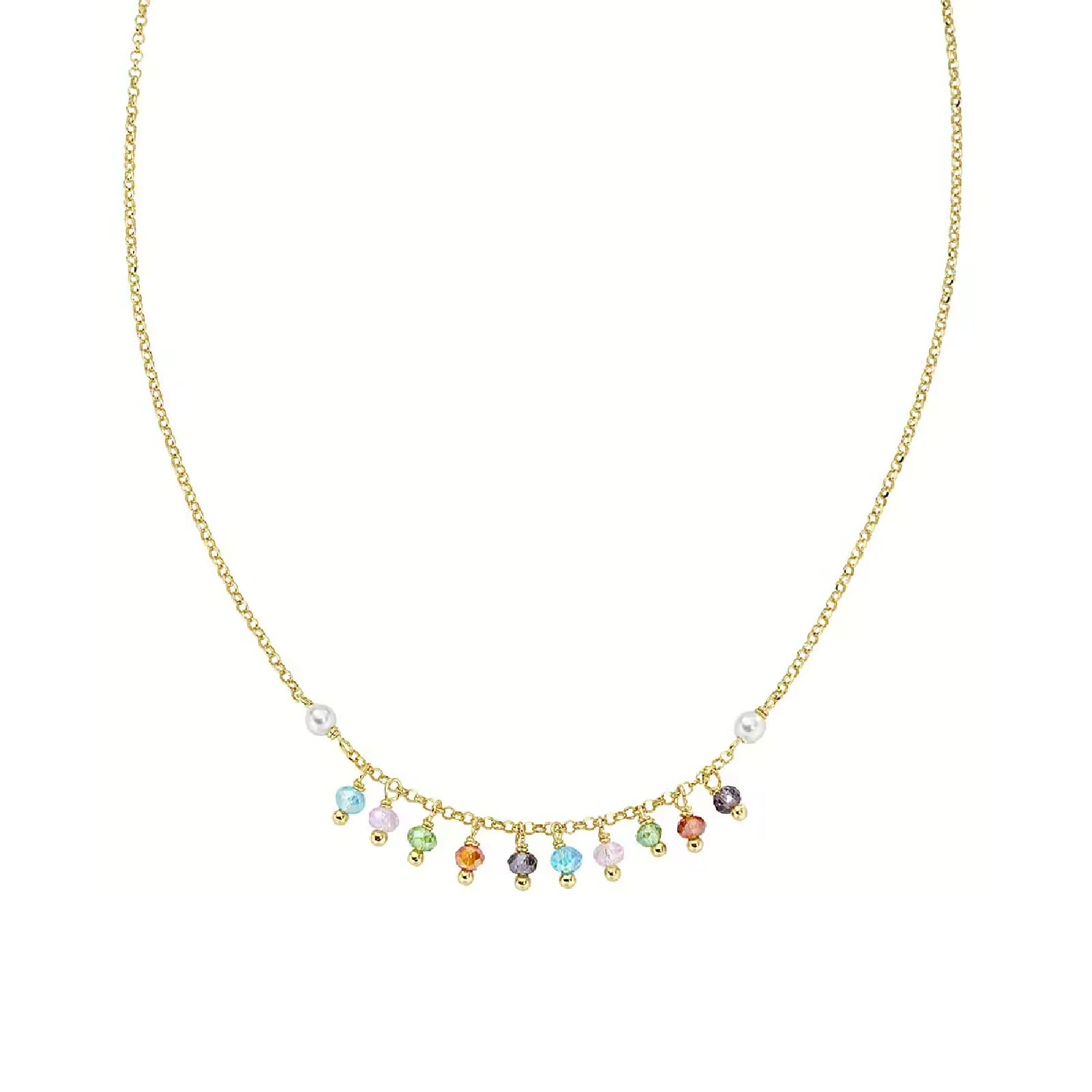 Collana donna Amen argento perle e cristalli multicolor MISURA UNICA