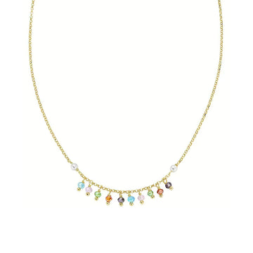 Collana donna Amen argento perle e cristalli multicolor MISURA UNICA