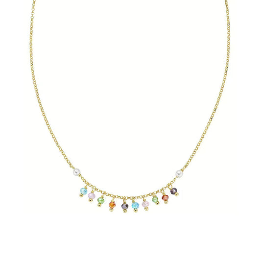 Collana donna Amen argento perle e cristalli multicolor MISURA UNICA