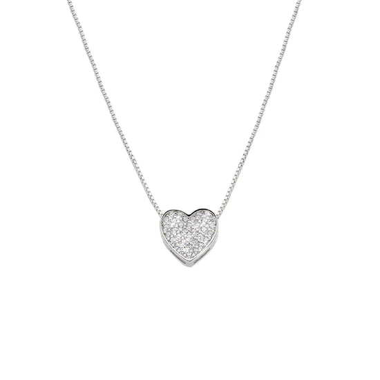 Collana Amen argento 925 con ciondolo cuore e zirconi bianchi MISURA UNICA