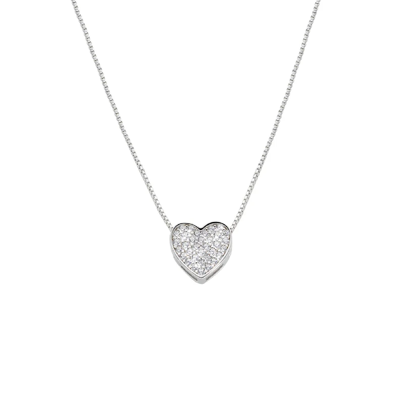 Collana Amen argento 925 con ciondolo cuore e zirconi bianchi MISURA UNICA