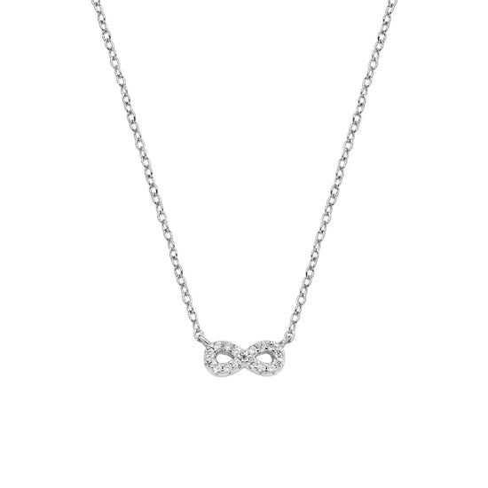 Collana girocollo Amen infinito in argento e zirconi bianchi