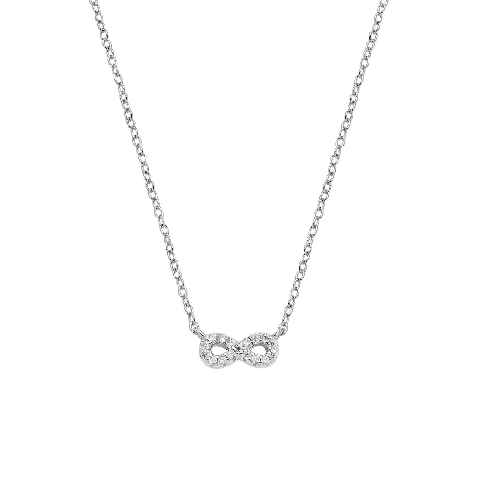 Collana girocollo Amen infinito in argento e zirconi bianchi