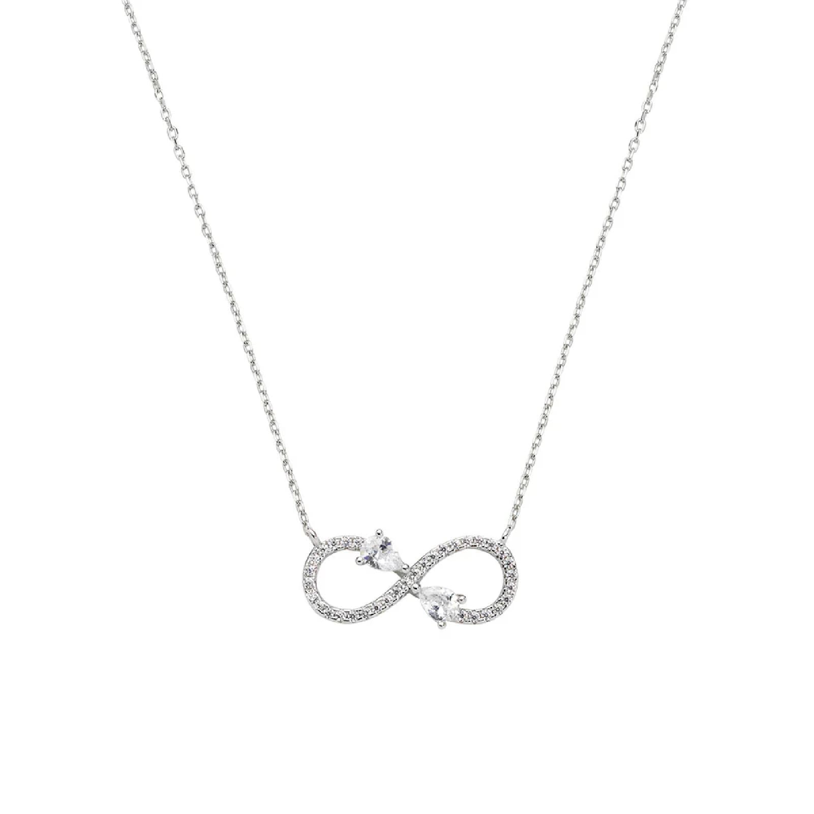 Collana Amen in argento con charm infinito e zirconi goccia MISURA UNICA