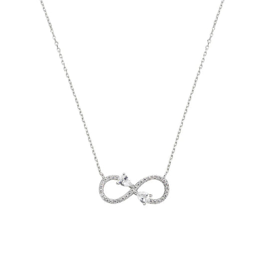 Collana Amen in argento con charm infinito e zirconi goccia MISURA UNICA