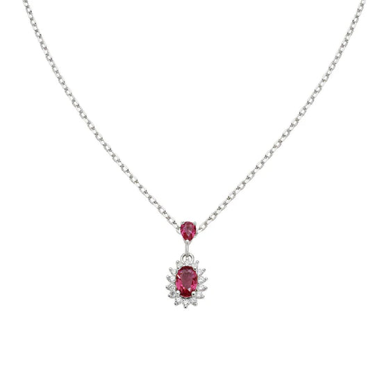 Collana Amen Mini Royal Lady in argento con zircone rosso MISURA UNICA