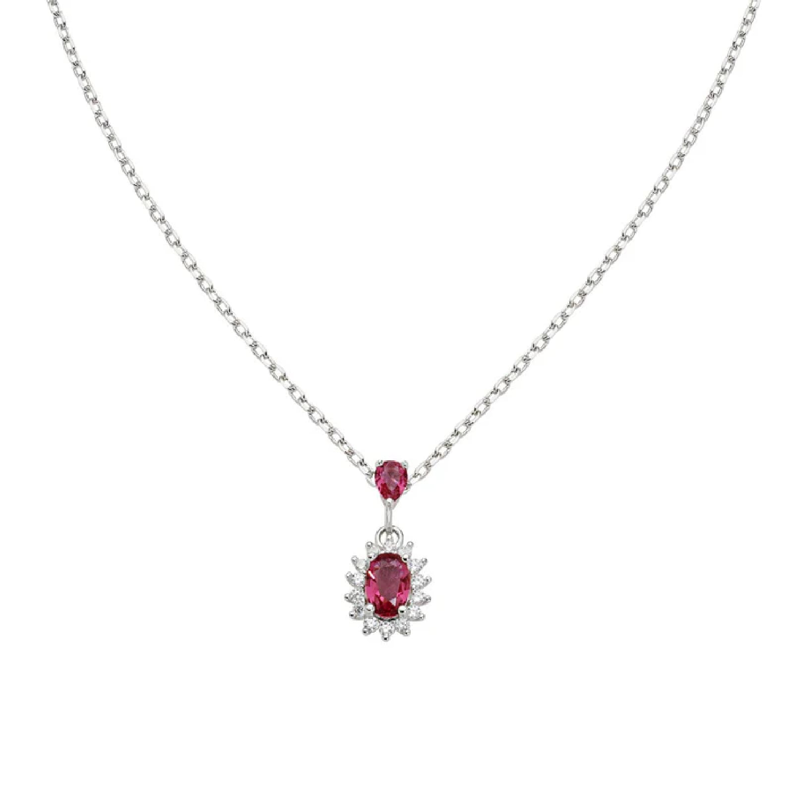 Collana Amen Mini Royal Lady in argento con zircone rosso MISURA UNICA