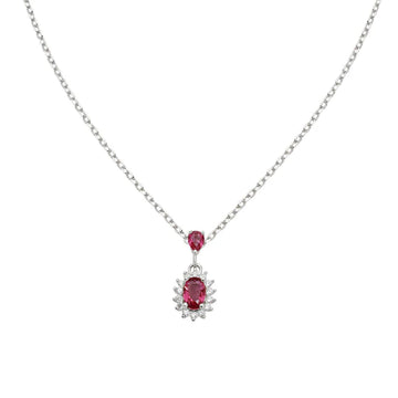 Collana Amen Mini Royal Lady in argento con zircone rosso MISURA UNICA