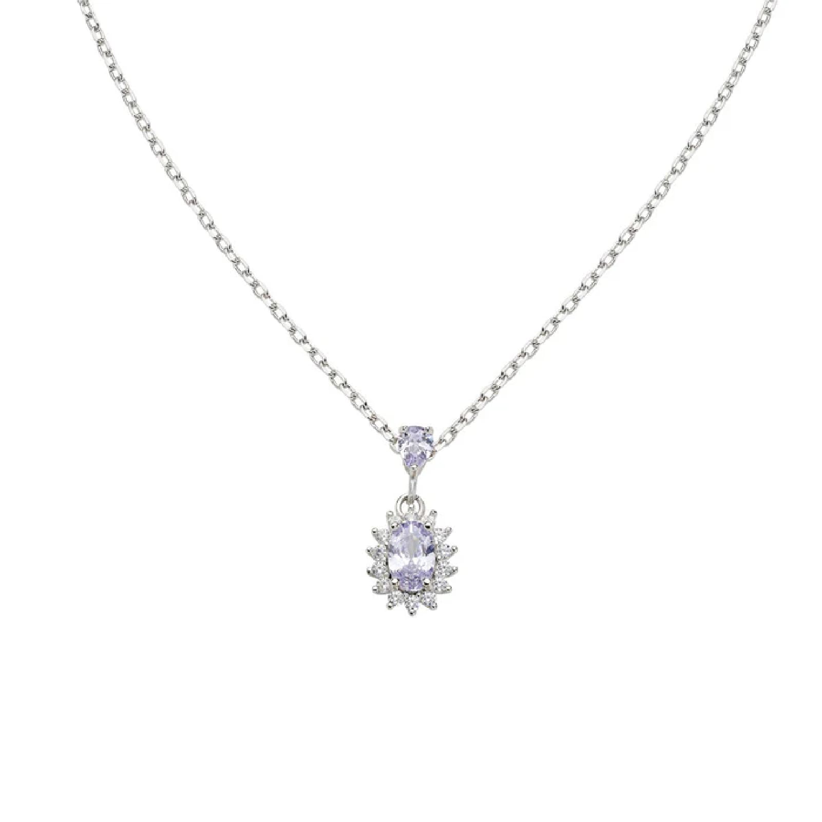 Collana Amen Mini Royal Lady in argento con zircone lilla MISURA UNICA