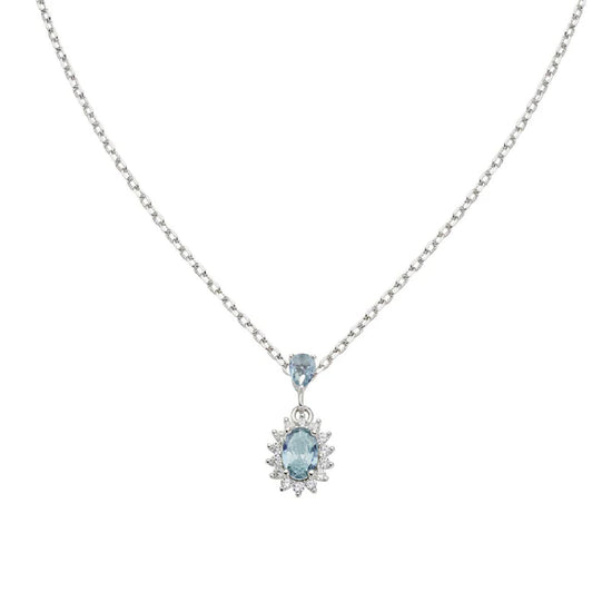 Collana Amen Mini Royal Lady in argento con zircone azzurro MISURA UNICA