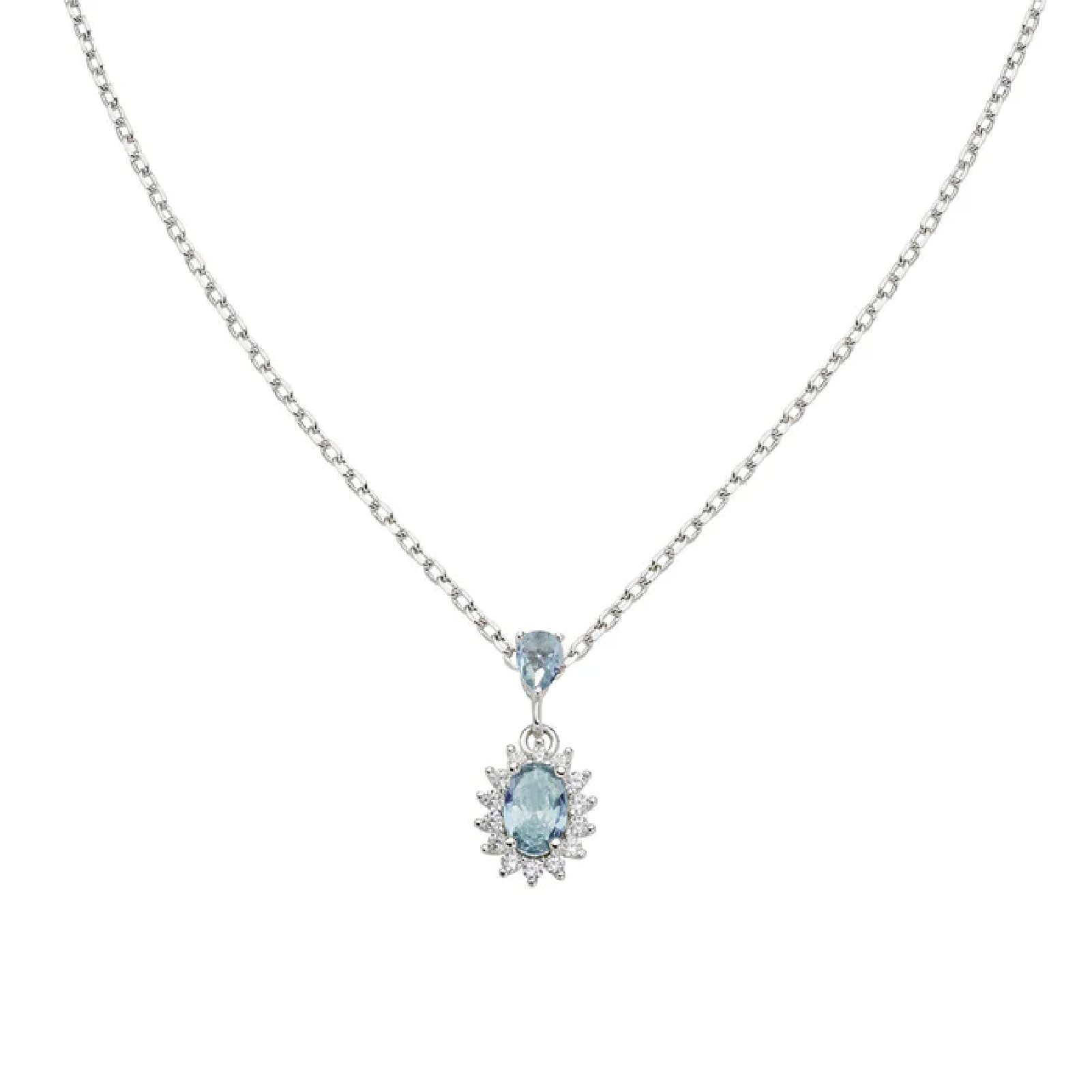 Collana Amen Mini Royal Lady in argento con zircone azzurro MISURA UNICA