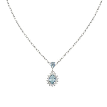 Collana Amen Mini Royal Lady in argento con zircone azzurro MISURA UNICA