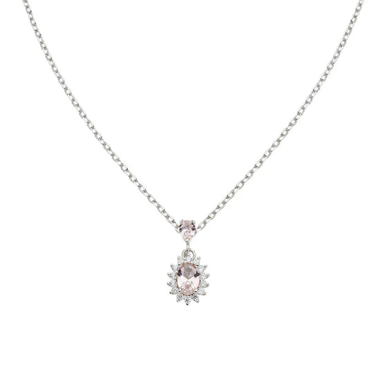 Collana Amen Mini Royal Lady in argento con zircone rosa MISURA UNICA