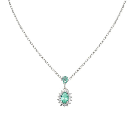 Collana Amen Mini Royal Lady in argento con zircone verde MISURA UNICA