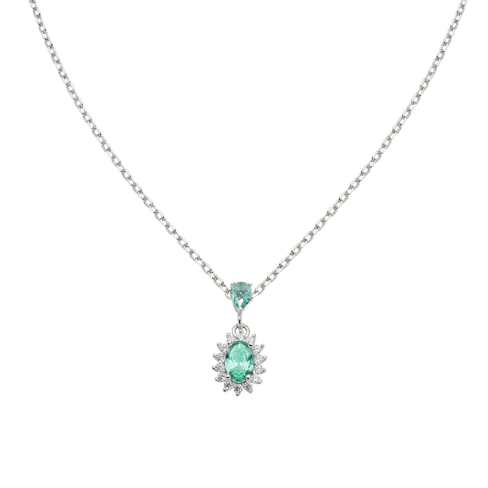 Collana Amen Mini Royal Lady in argento con zircone verde MISURA UNICA
