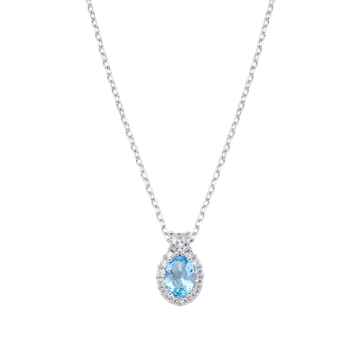 Collana pendente Amen in argento con zirconi azzurro MISURA UNICA