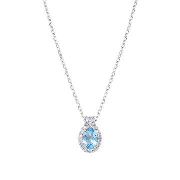 Collana pendente Amen in argento con zirconi azzurro MISURA UNICA