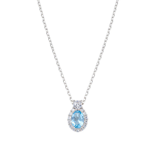 Collana pendente Amen in argento con zirconi azzurro MISURA UNICA
