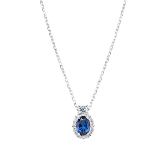 Collana pendente Amen in argento con zirconi blu MISURA UNICA