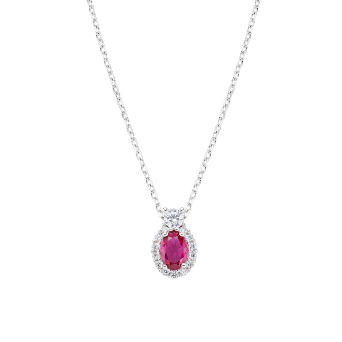 Collana pendente Amen in argento con zirconi bianchi rosso MISURA UNICA