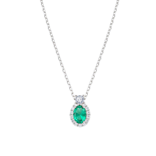 Collana pendente Amen in argento con zirconi bianchi verde MISURA UNICA